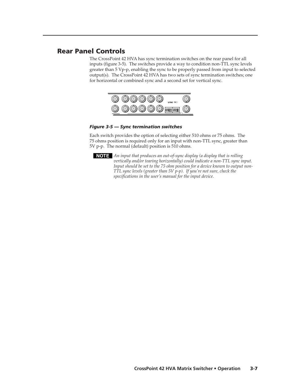 Rear panel controls, 7 crosspoint 42 hva matrix switcher • operation | Extron Electronics CrossPoint 42 HVA User Manual | Page 23 / 46