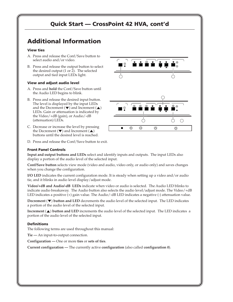 Additional information, Quick start — crosspoint 42 hva, cont’d | Extron Electronics CrossPoint 42 HVA User Manual | Page 4 / 46