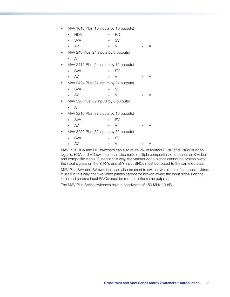 Extron Electronics MAV Plus Series User Guide User Manual | Page 13 / 166