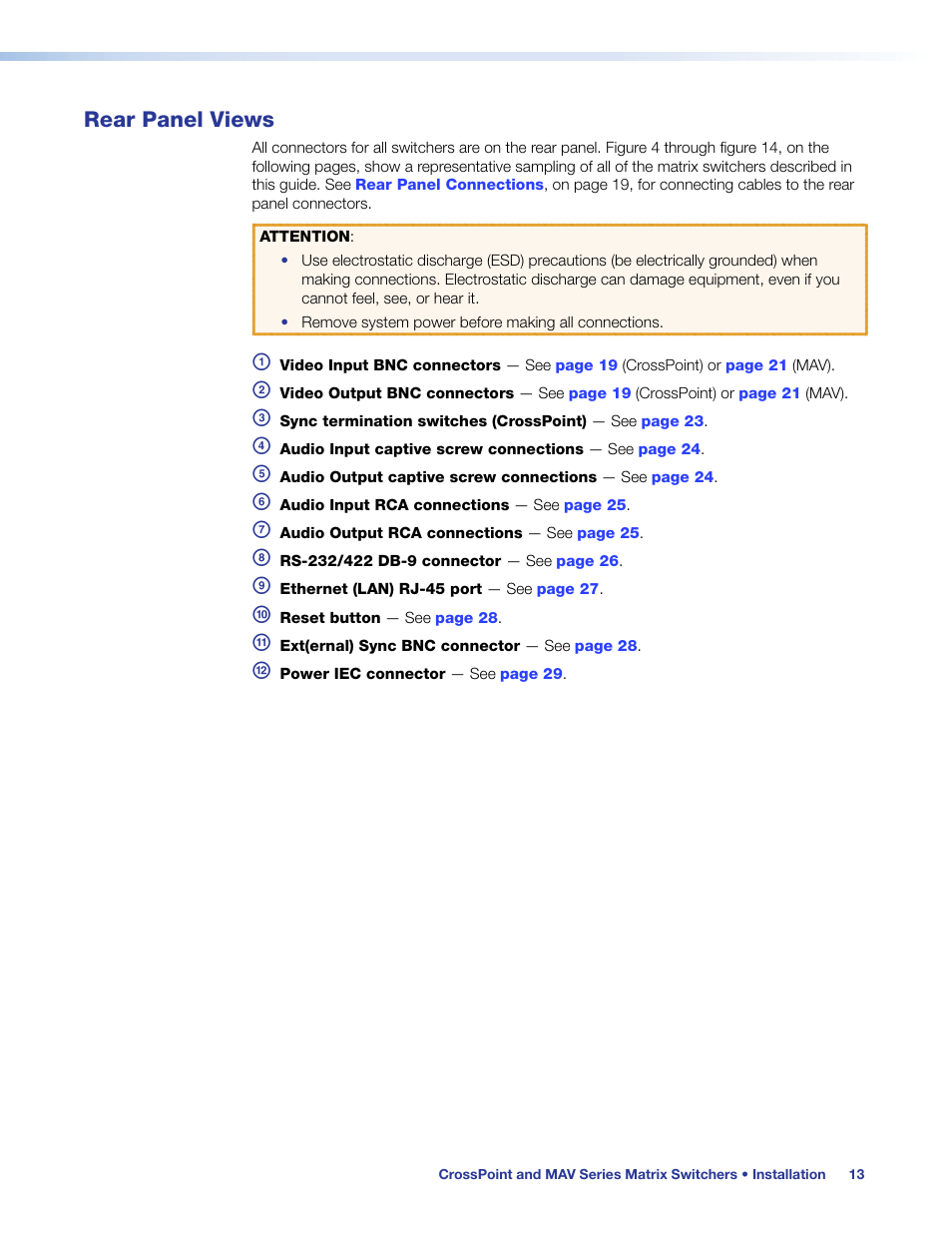 Rear panel views | Extron Electronics MAV Plus Series User Guide User Manual | Page 19 / 166