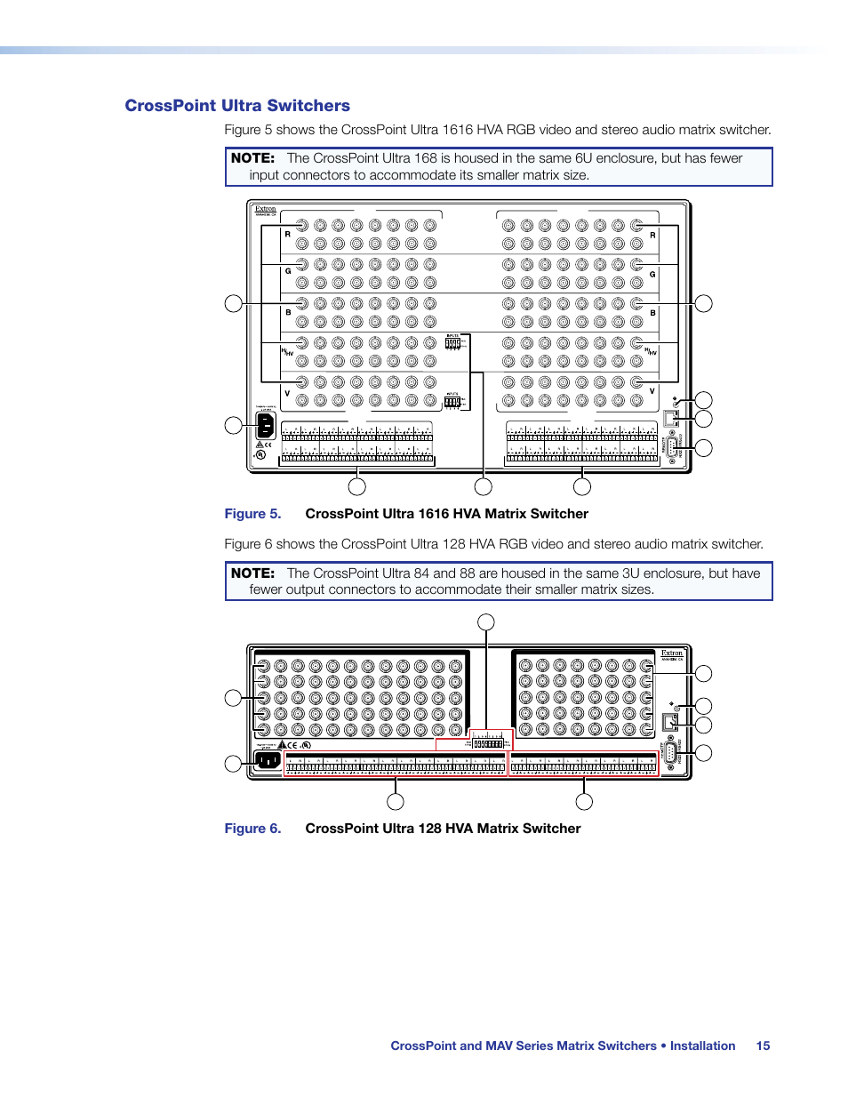 Crosspoint ultra switchers, Figure 6. crosspoint ultra 128 hva matrix switcher | Extron Electronics MAV Plus Series User Guide User Manual | Page 21 / 166