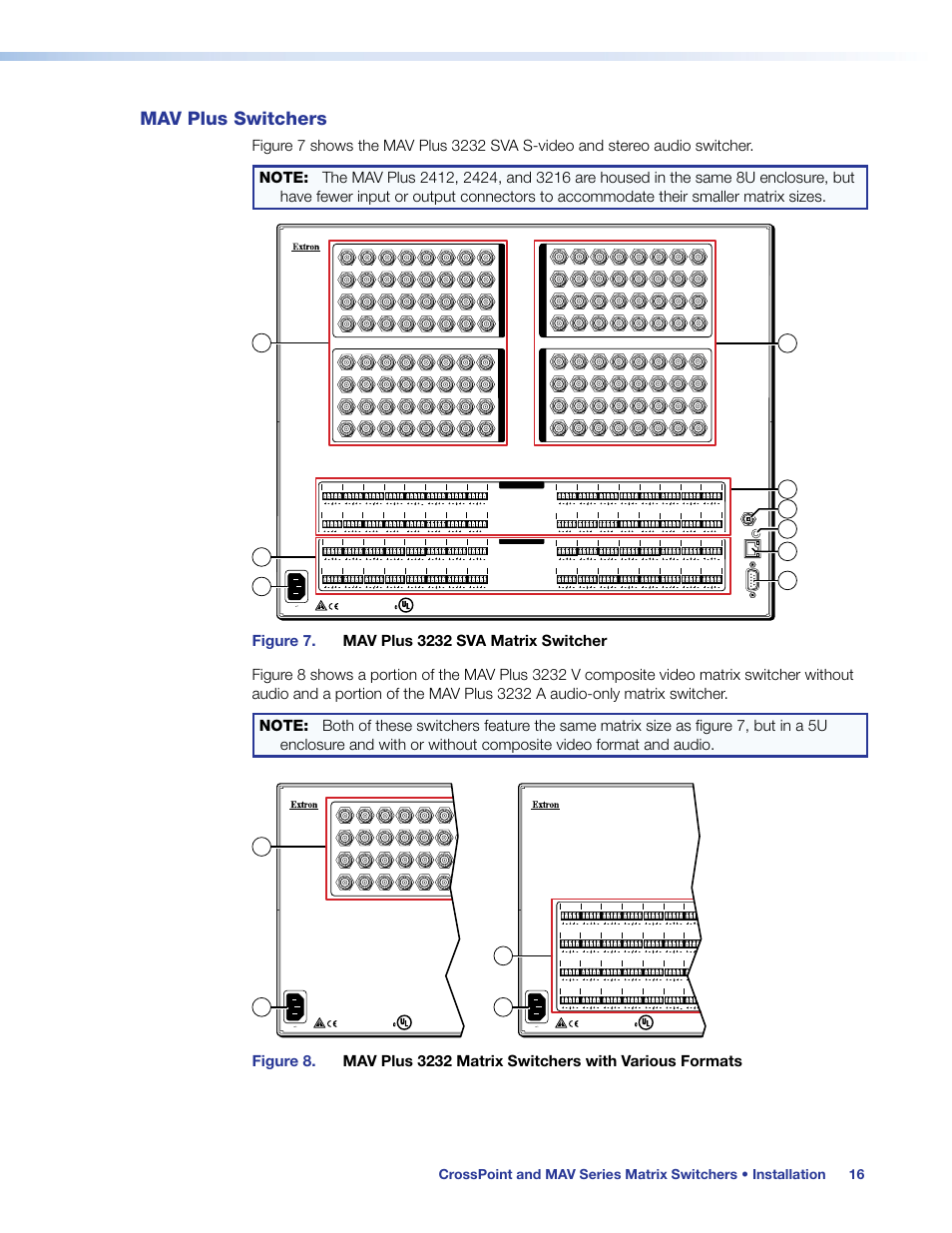 Mav plus switchers | Extron Electronics MAV Plus Series User Guide User Manual | Page 22 / 166