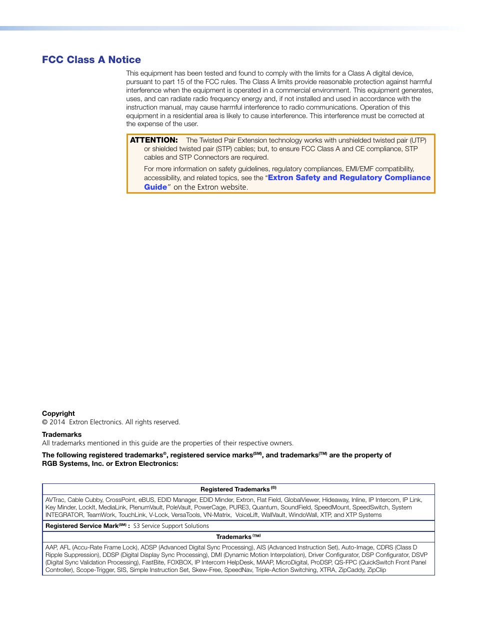 Fcc class a notice | Extron Electronics MAV Plus Series User Guide User Manual | Page 3 / 166