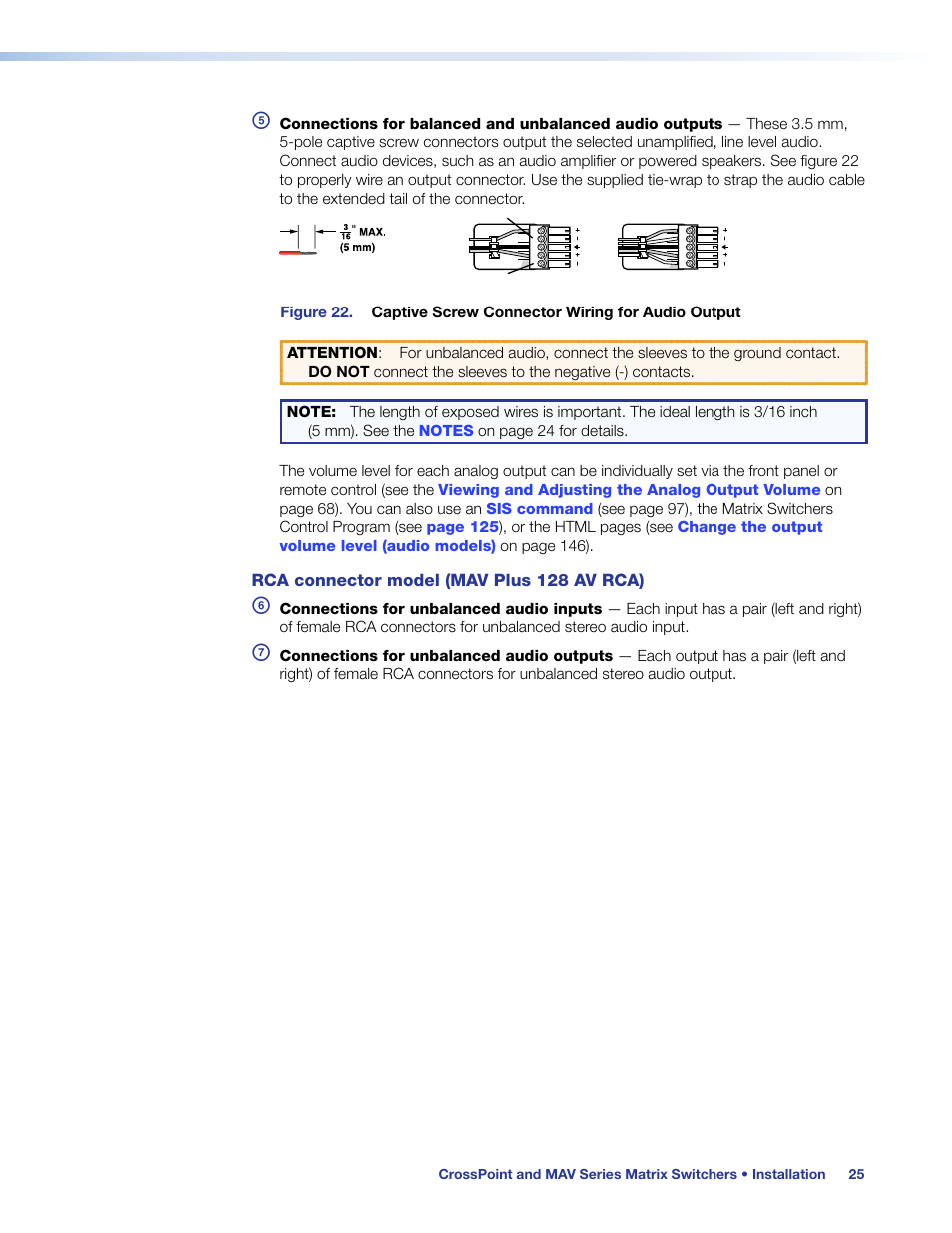 Rca connector model (mav plus 128 av rca) | Extron Electronics MAV Plus Series User Guide User Manual | Page 31 / 166