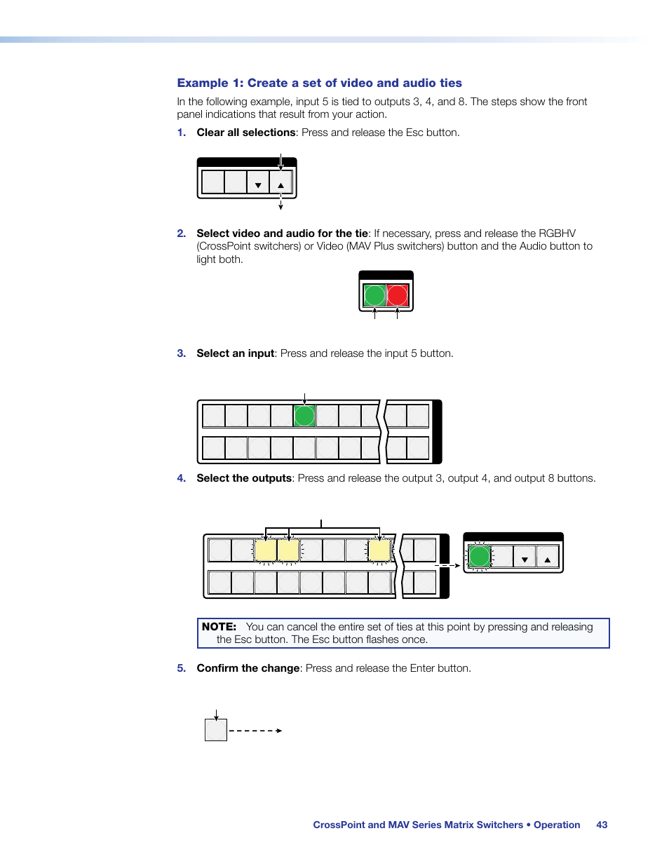 Eating a tie, Creating ties, sets of ties, and configurations, Example 1: create a set of video and audio ties | Extron Electronics MAV Plus Series User Guide User Manual | Page 49 / 166