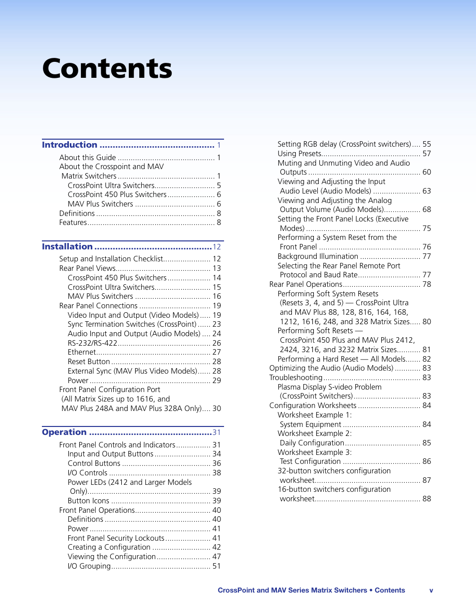 Extron Electronics MAV Plus Series User Guide User Manual | Page 5 / 166