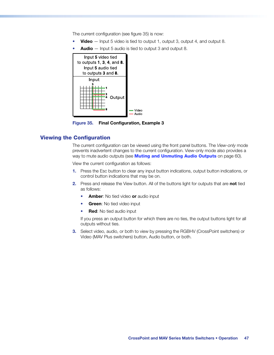 Viewing the configuration, Viewing ties, sets of ties, and configurations | Extron Electronics MAV Plus Series User Guide User Manual | Page 53 / 166