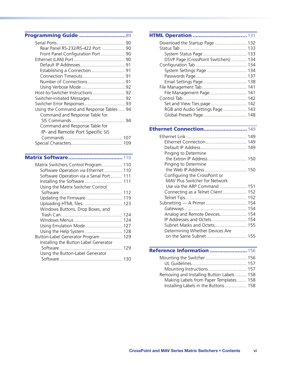 Extron Electronics MAV Plus Series User Guide User Manual | Page 6 / 166