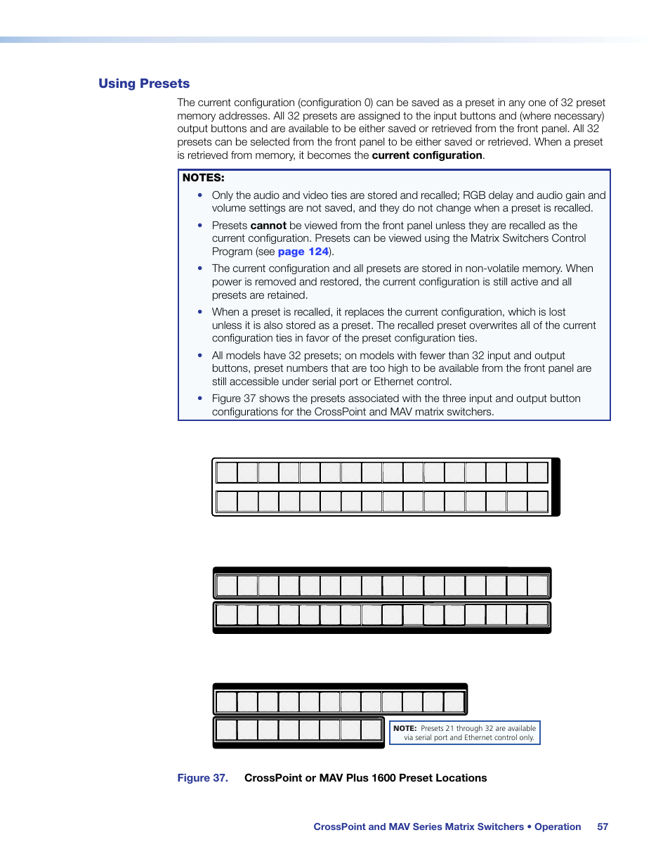 Using presets, Presets | Extron Electronics MAV Plus Series User Guide User Manual | Page 63 / 166