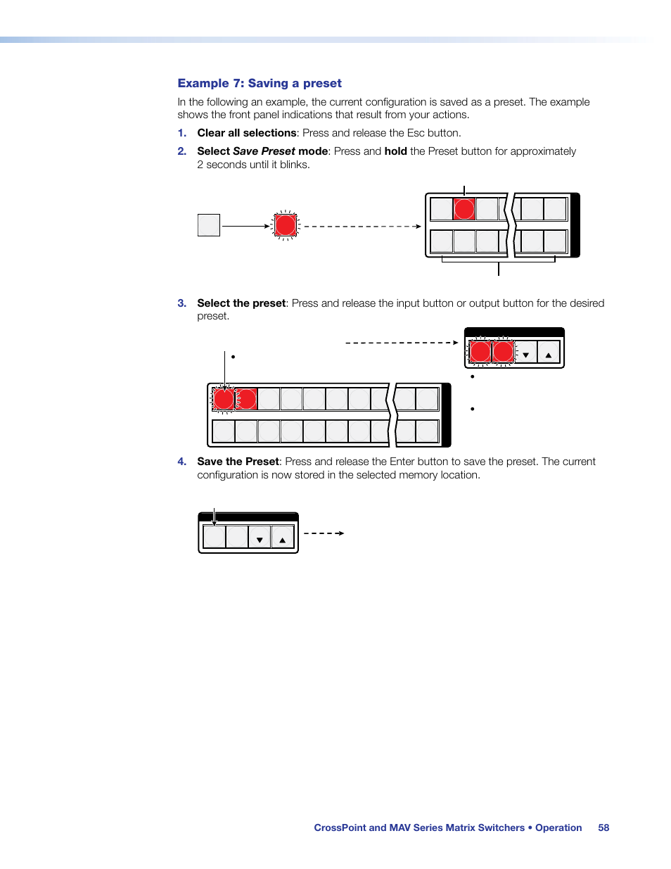 Saving a preset, Example 7: saving a preset | Extron Electronics MAV Plus Series User Guide User Manual | Page 64 / 166