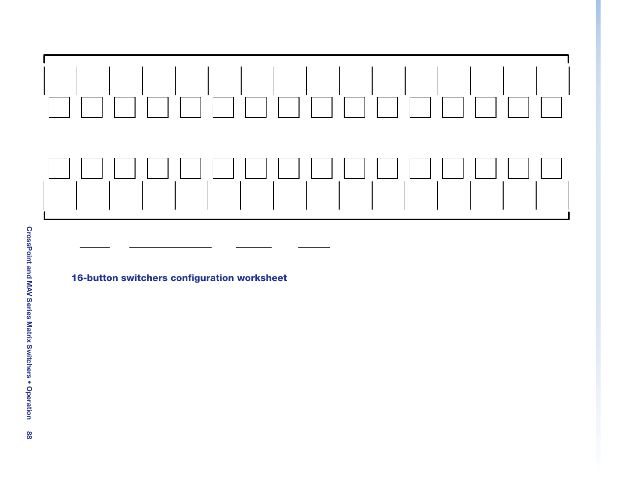 Button switchers configuration worksheet, Button switchers configuration, Worksheet | Input button and 12-input button | Extron Electronics MAV Plus Series User Guide User Manual | Page 94 / 166