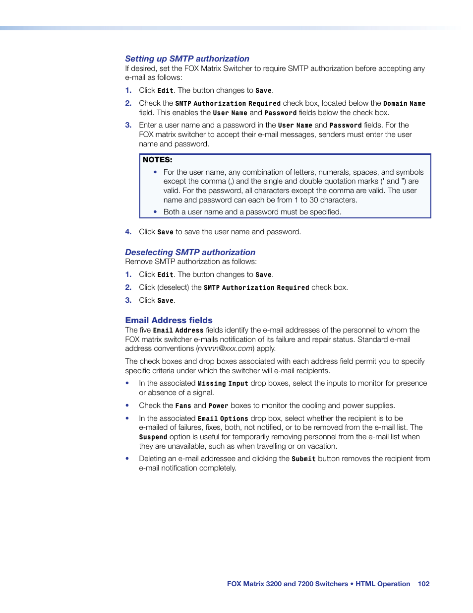 Extron Electronics FOX Matrix 7200 User Manual | Page 110 / 132