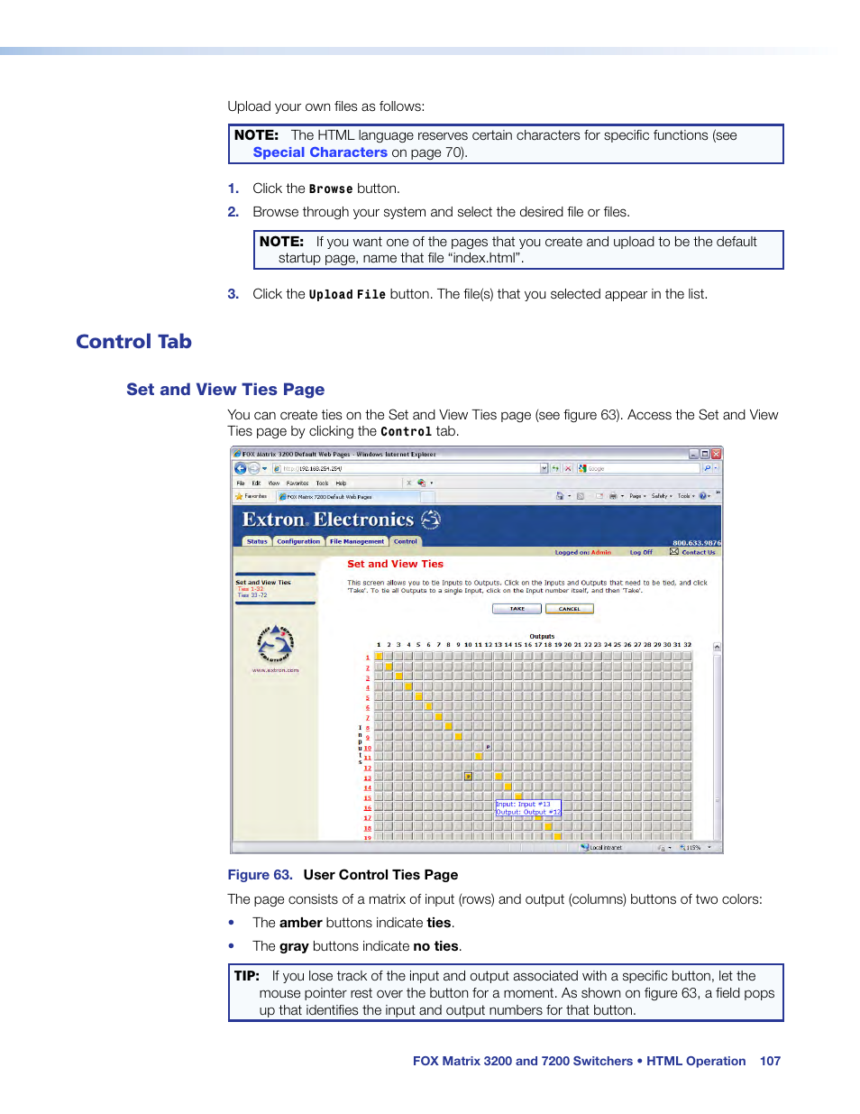 Control tab | Extron Electronics FOX Matrix 7200 User Manual | Page 115 / 132