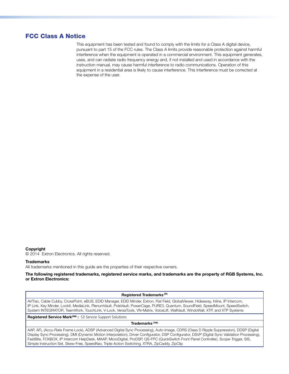 Fcc class a notice | Extron Electronics FOX Matrix 7200 User Manual | Page 3 / 132