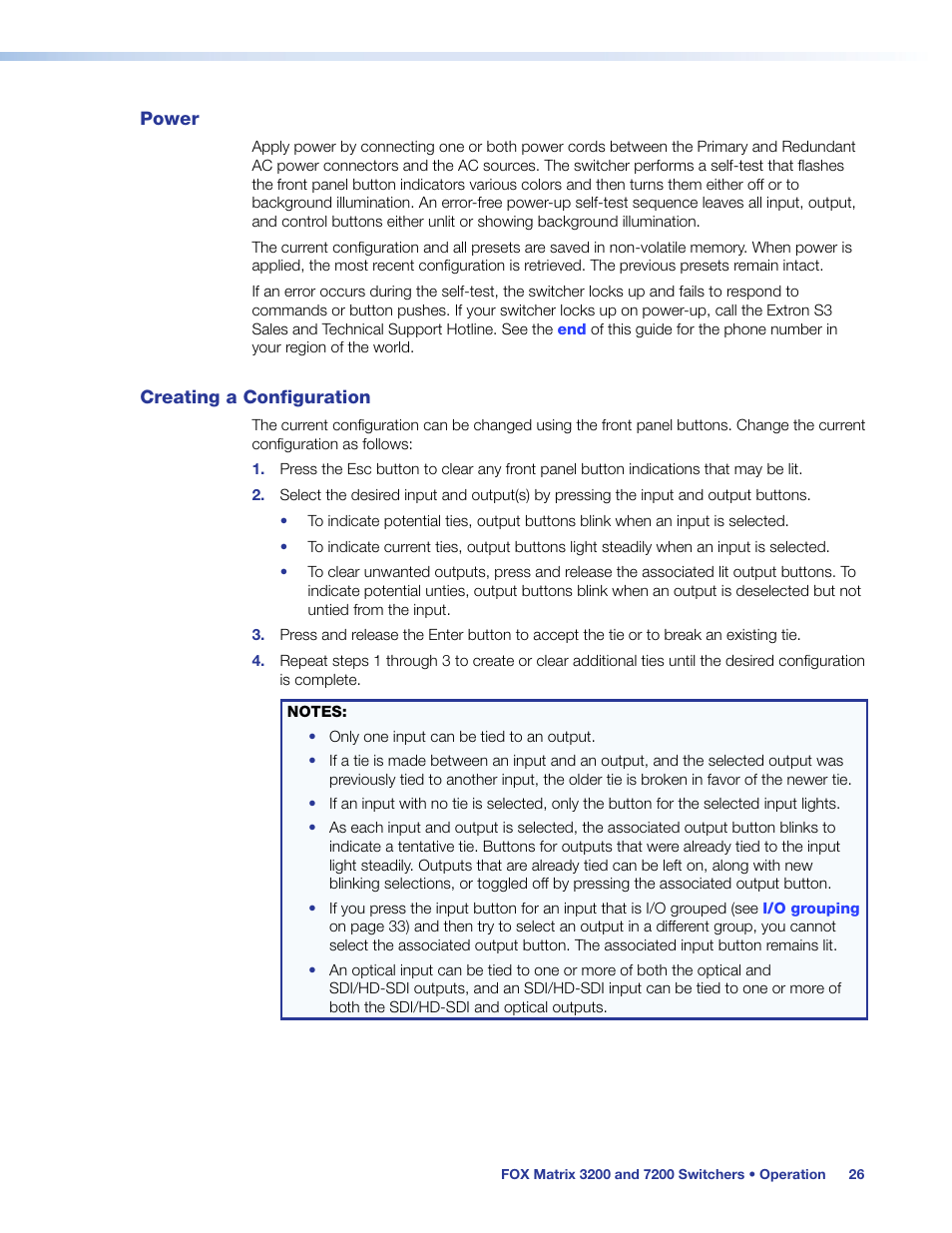 Power, Creating a configuration, Power creating a configuration | Extron Electronics FOX Matrix 7200 User Manual | Page 34 / 132
