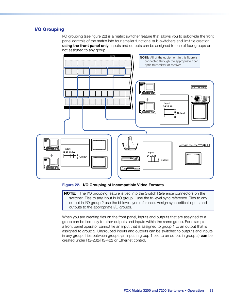 I/o grouping, Creating i/o groups, Ouped (see | Extron Electronics FOX Matrix 7200 User Manual | Page 41 / 132