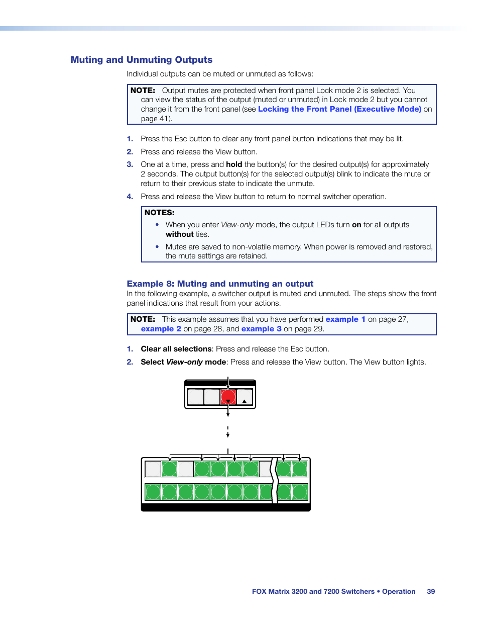 Muting and unmuting outputs, Output mute | Extron Electronics FOX Matrix 7200 User Manual | Page 47 / 132