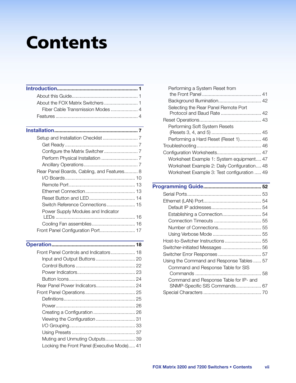 Extron Electronics FOX Matrix 7200 User Manual | Page 7 / 132