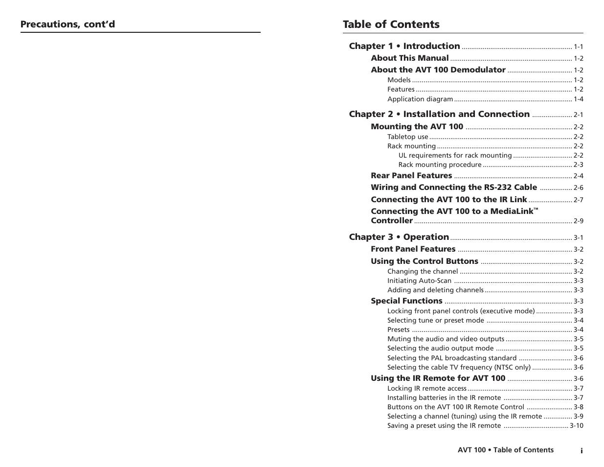 Extron Electronics AVT 100 User Manual | Page 4 / 37