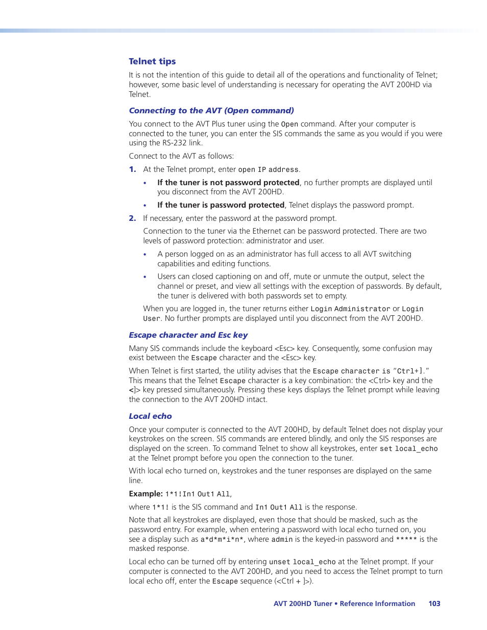 Extron Electronics AVT 200HD User Guide User Manual | Page 109 / 118