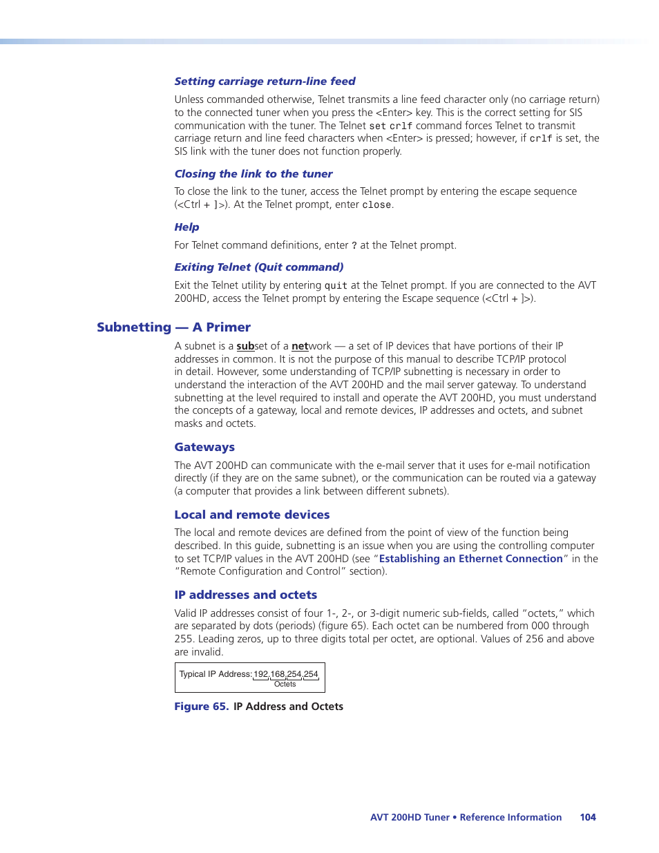 Subnetting — a primer, Subnetting—a primer | Extron Electronics AVT 200HD User Guide User Manual | Page 110 / 118
