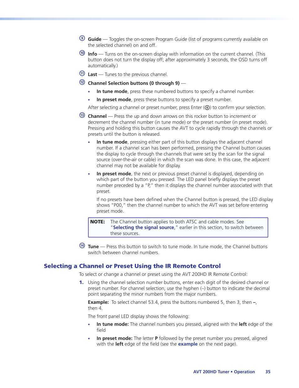 Selecting a channel or preset using the ir, Remote control | Extron Electronics AVT 200HD User Guide User Manual | Page 41 / 118