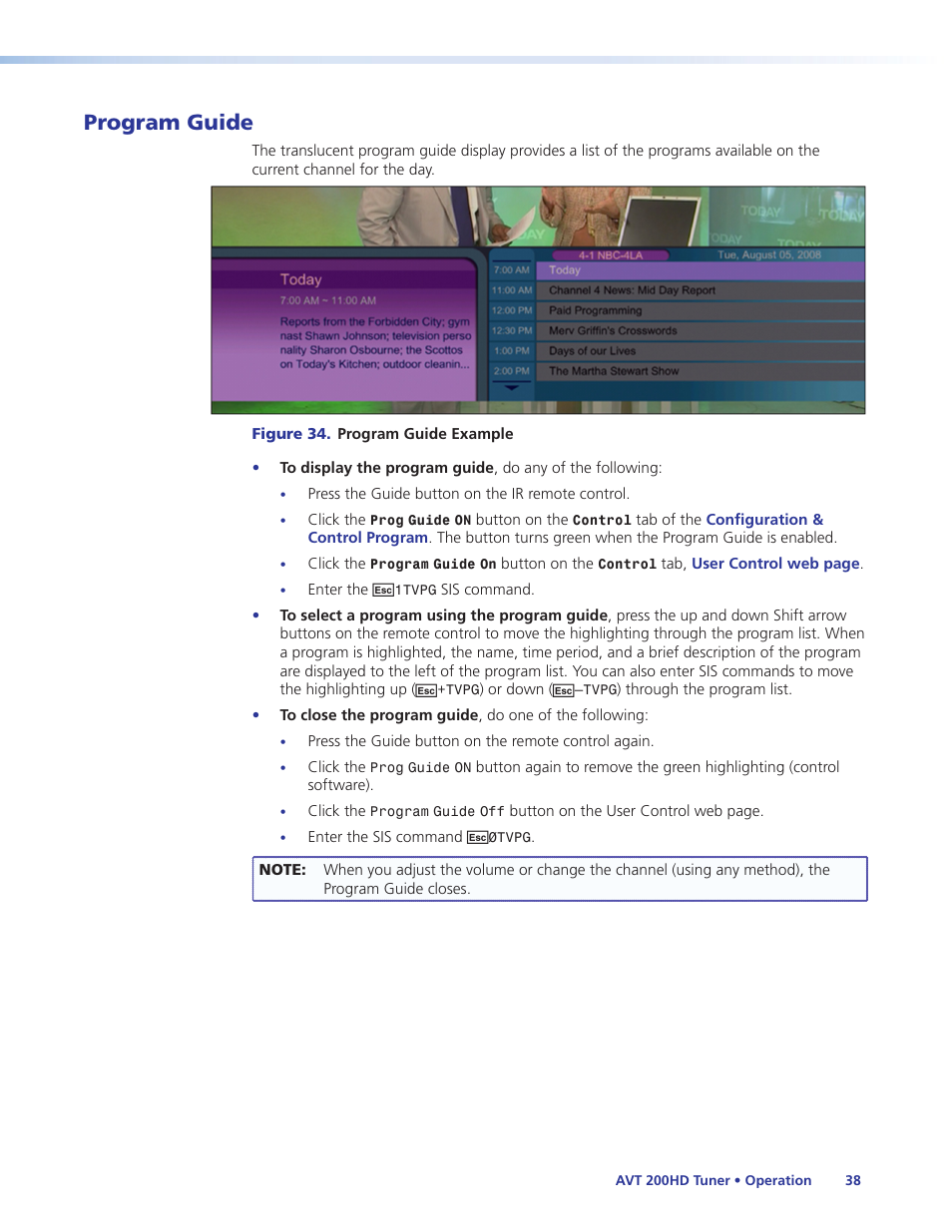 Program guide | Extron Electronics AVT 200HD User Guide User Manual | Page 44 / 118