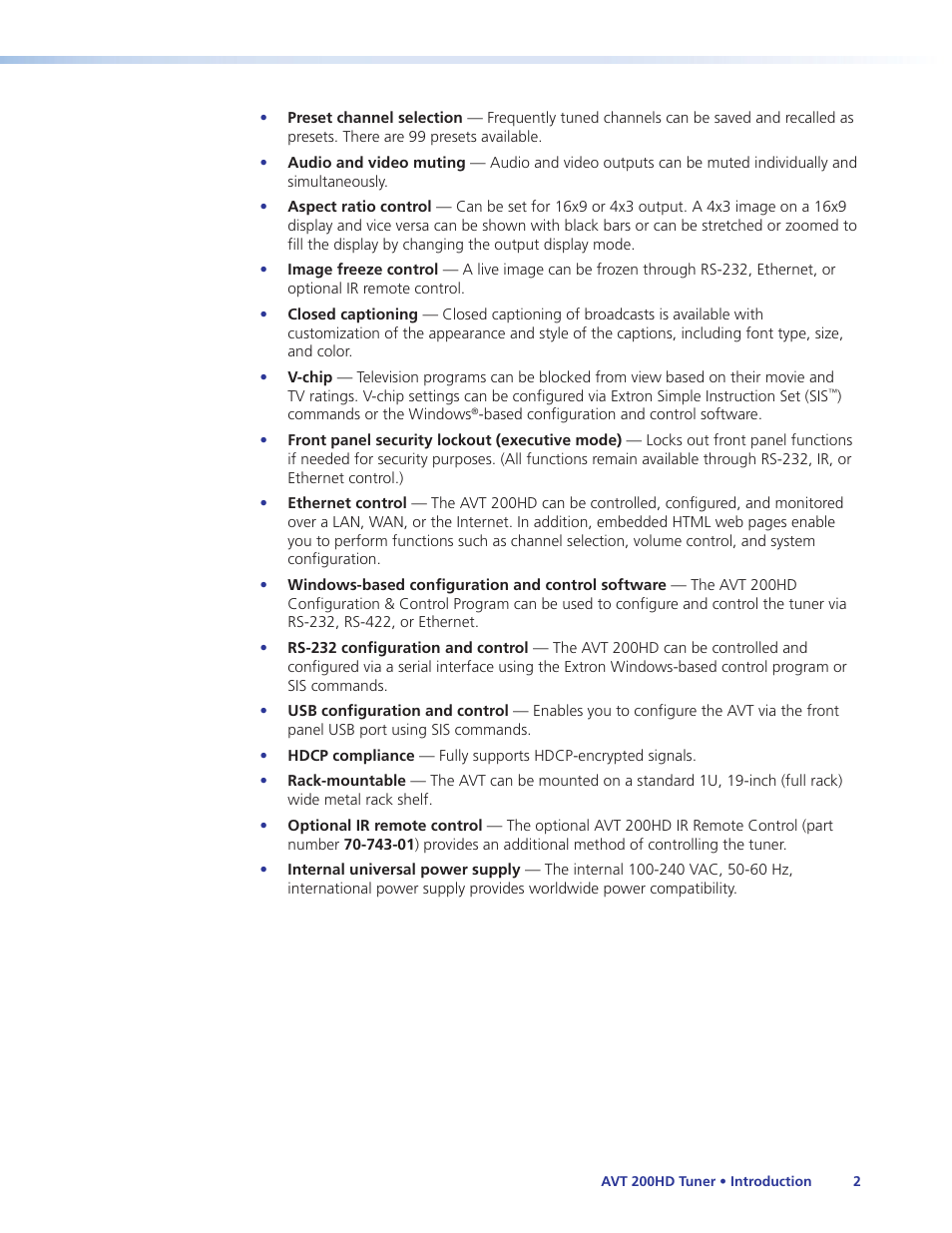 Extron Electronics AVT 200HD User Guide User Manual | Page 8 / 118