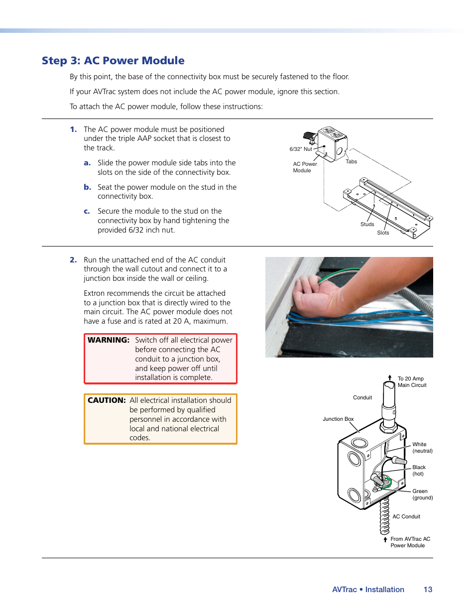 Step 3: ac power module | Extron Electronics AVTrac (482) User Guide User Manual | Page 19 / 28