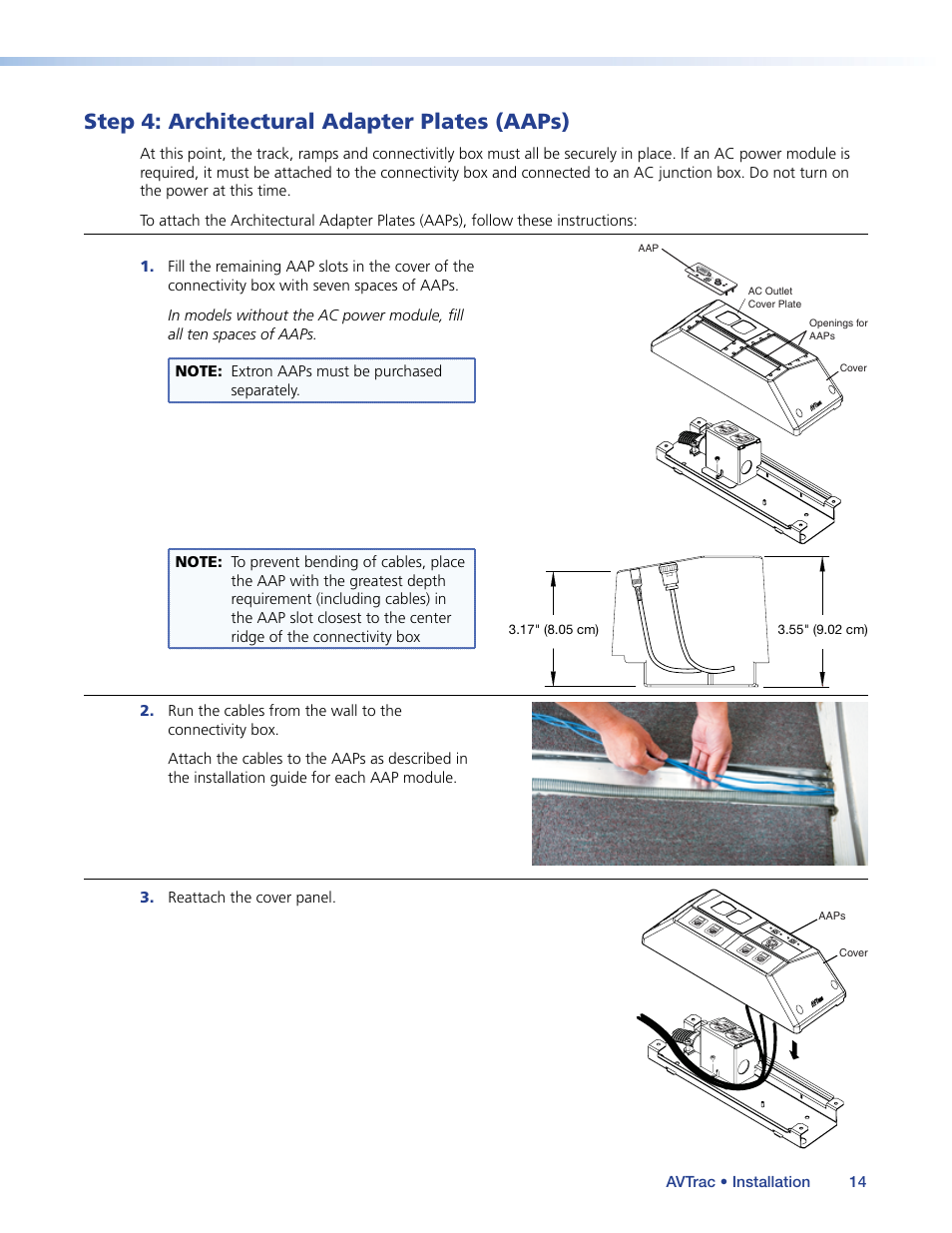 Step 4: architectural adapter plates (aaps) | Extron Electronics AVTrac (482) User Guide User Manual | Page 20 / 28