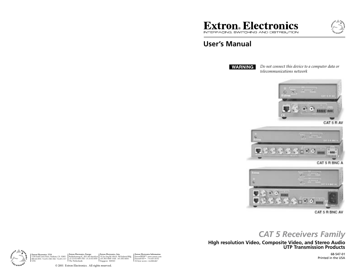 Extron Electronics CAT 5 Receivers User Manual | 15 pages