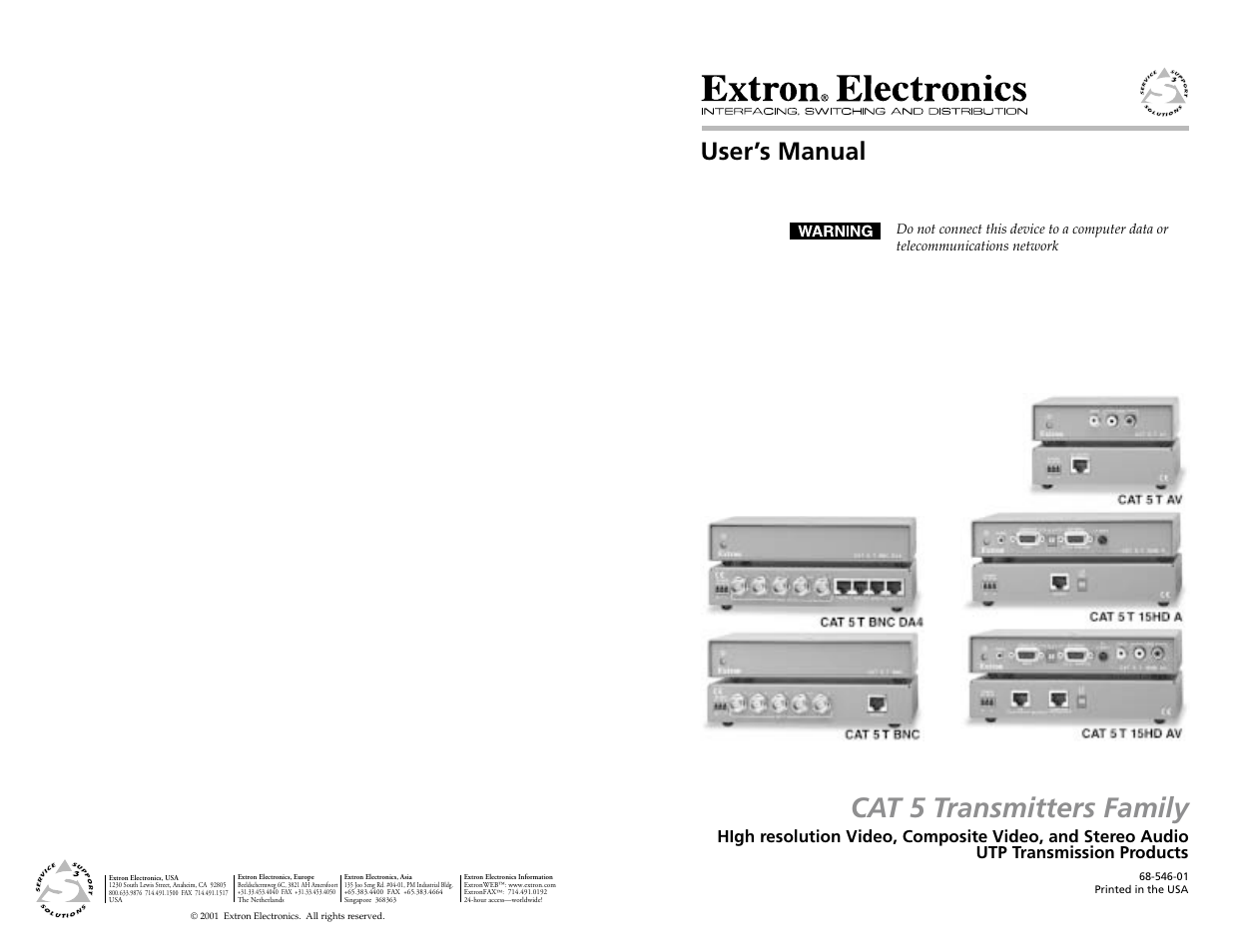 Extron Electronics CAT 5 Transmitters User Manual | 15 pages