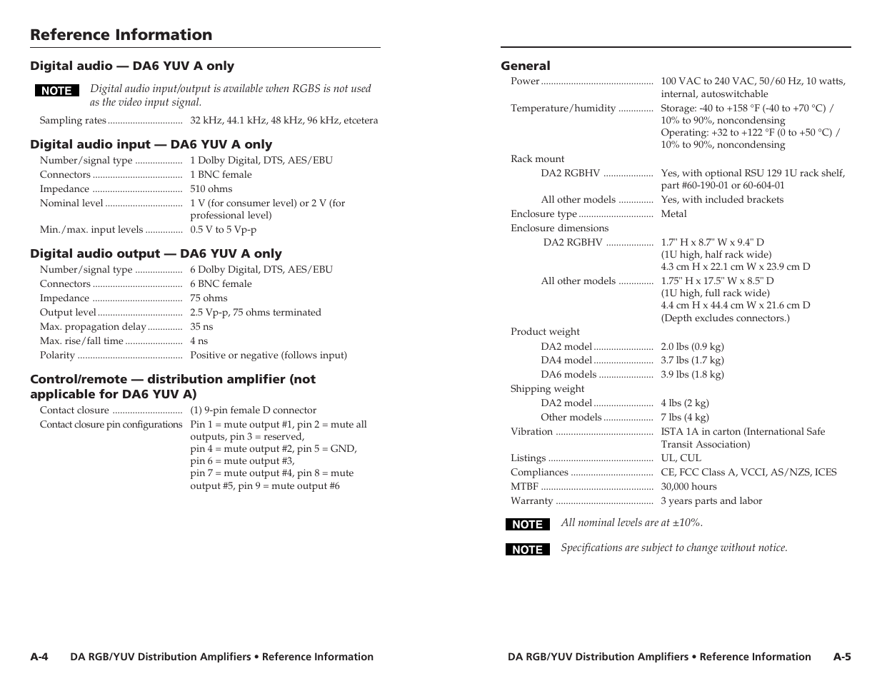 Reference information | Extron Electronics DA RGB_YUV Series User Manual | Page 15 / 17