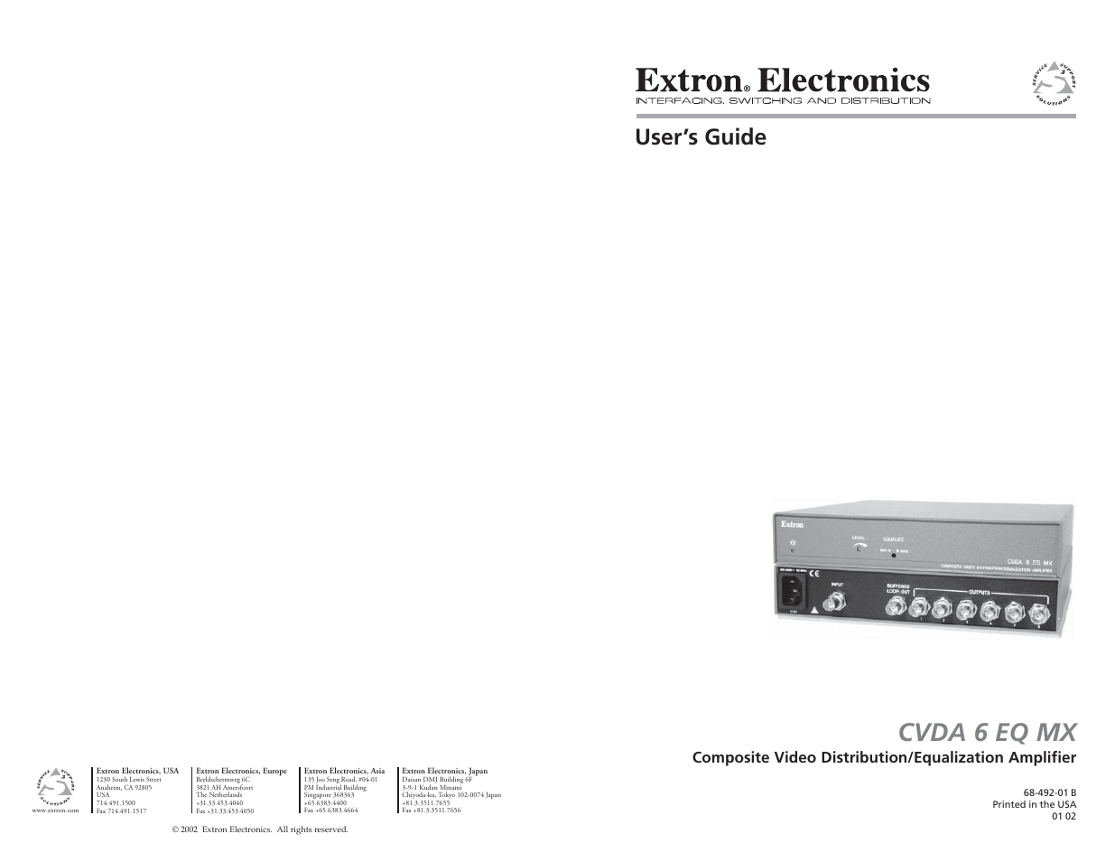 Extron Electronics CVDA 6 EQ MX User Manual | 3 pages