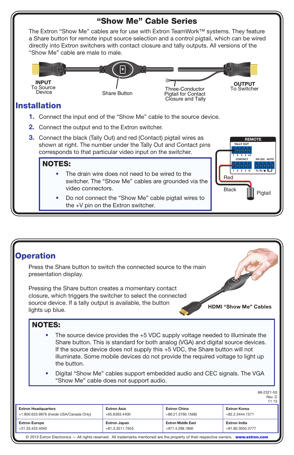 Extron Electronics Show Me Cable Series User Manual | 1 page