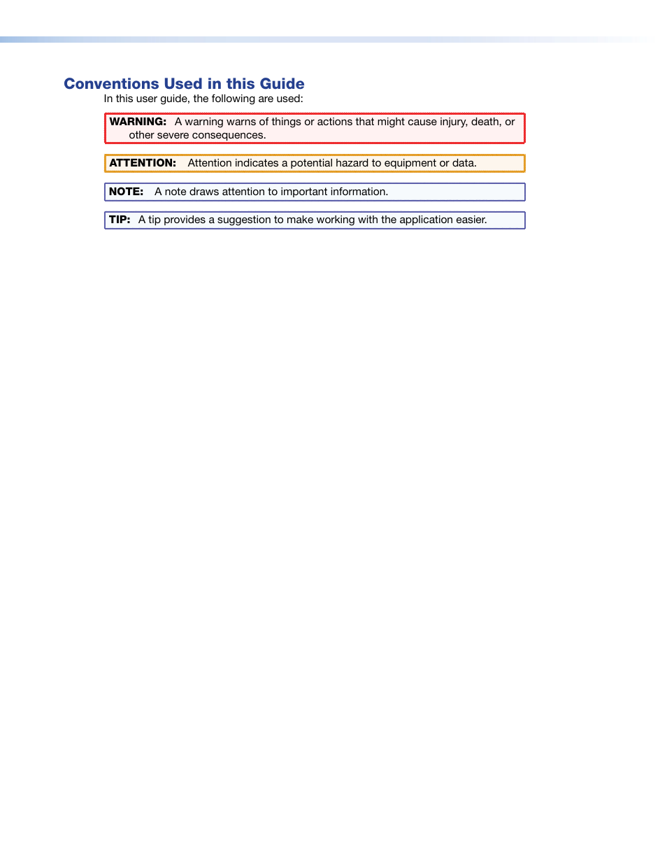 Conventions used in this guide | Extron Electronics AVTrac Extension Kit User Manual | Page 4 / 15