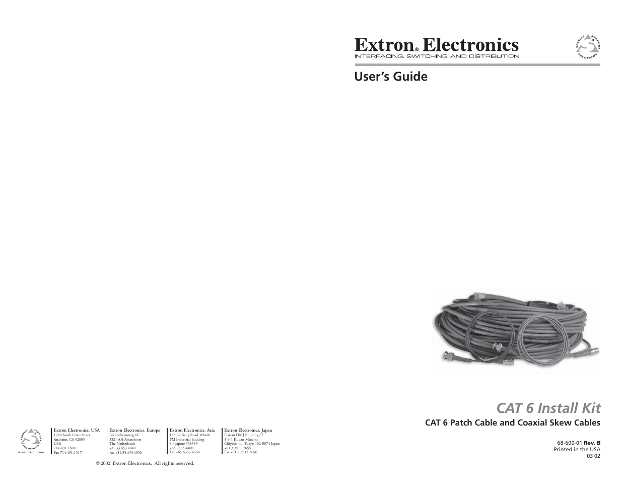 Extron Electronics CAT 6 Install Kit User Manual | 2 pages