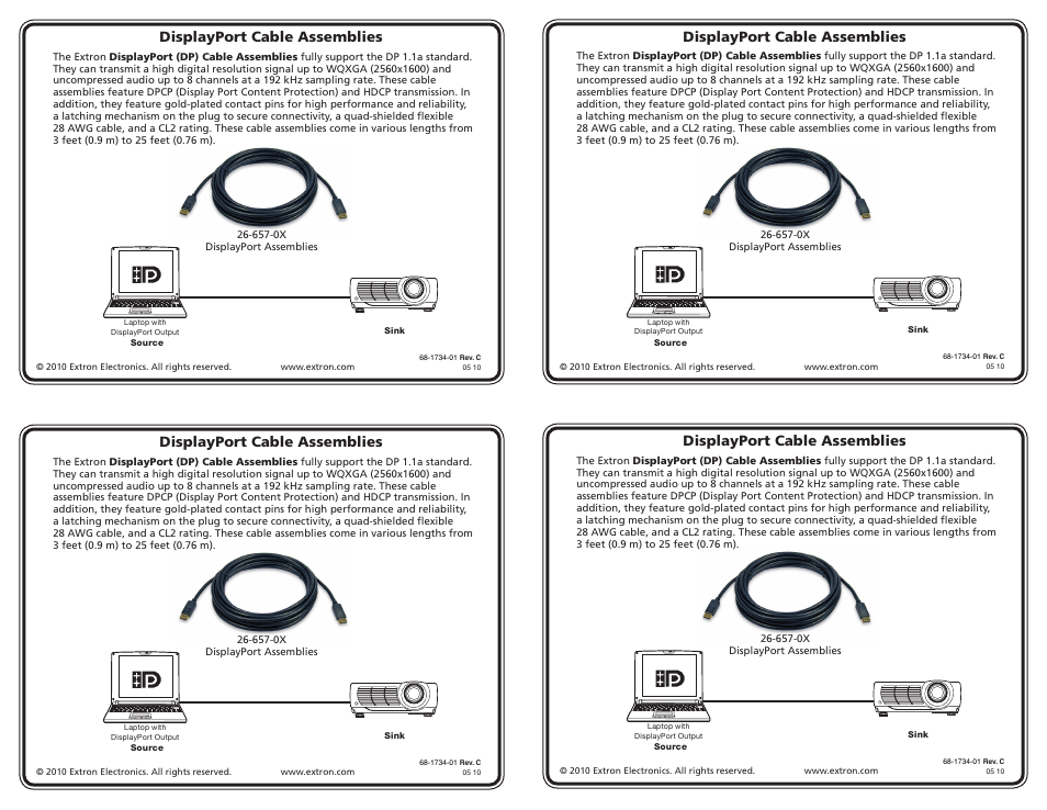 Extron Electronics DisplayPort Cable User Manual | 1 page
