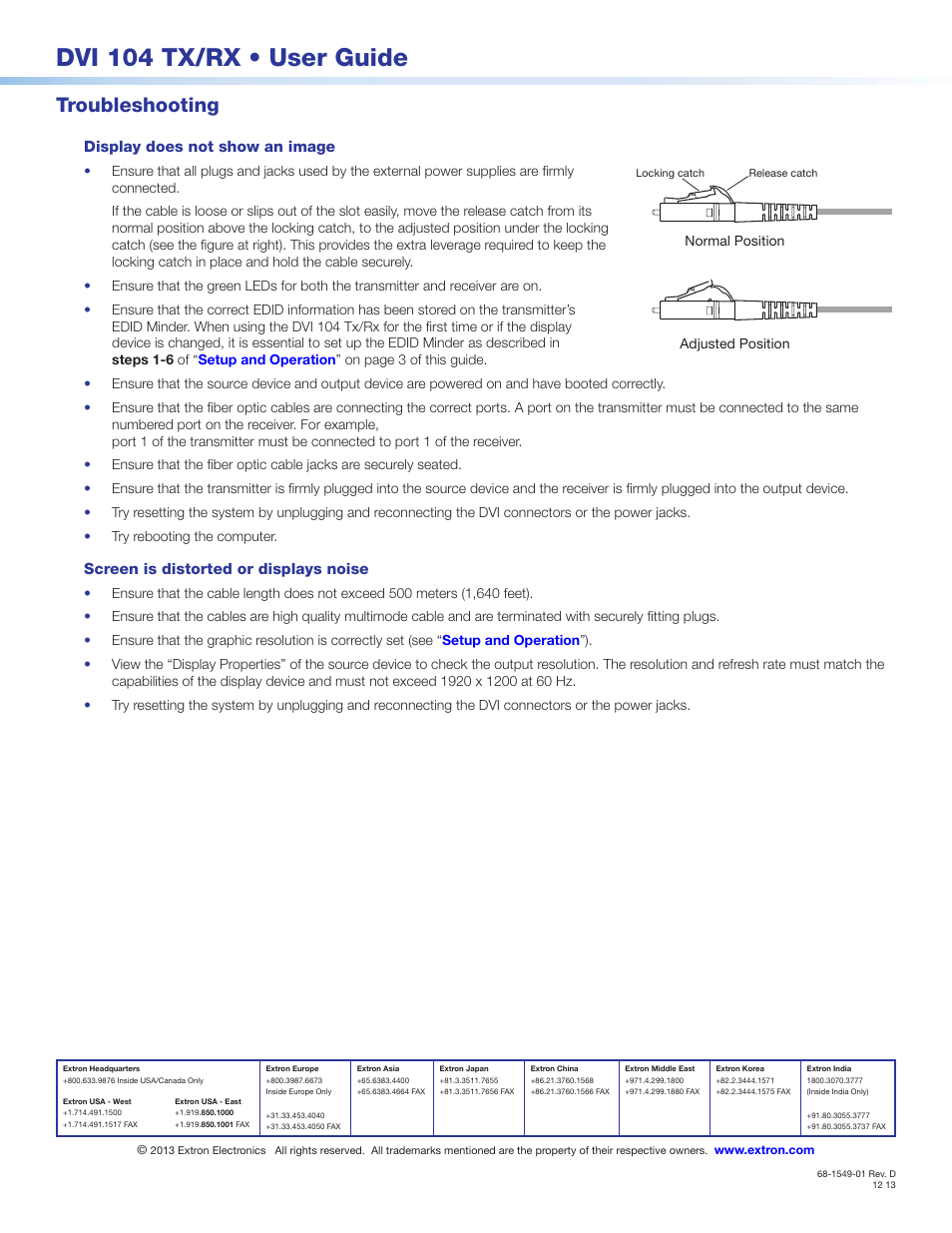 Dvi 104 tx/rx • user guide, Troubleshooting | Extron Electronics DVI 104 TX_RX User Guide User Manual | Page 5 / 5