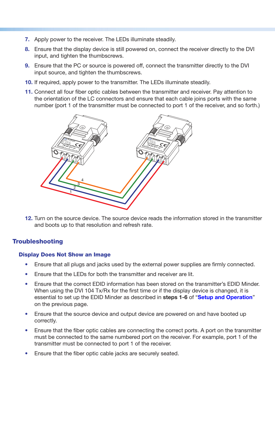 Troubleshooting | Extron Electronics DVI 104 Tx_Rx Setup Guide User Manual | Page 3 / 4