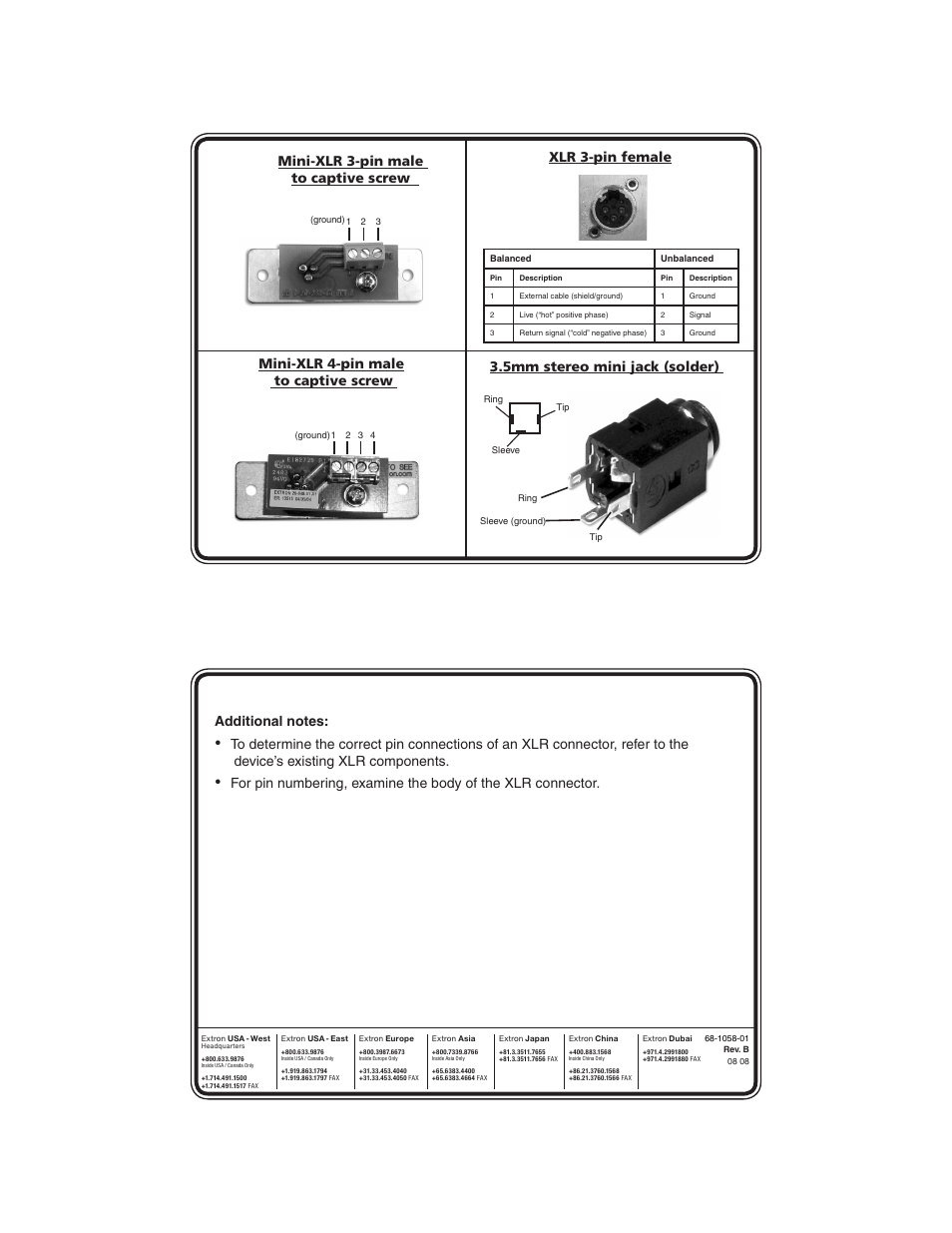 Extron Electronics AAP Wiring Guide (XLR connectors) User Manual | 1 page