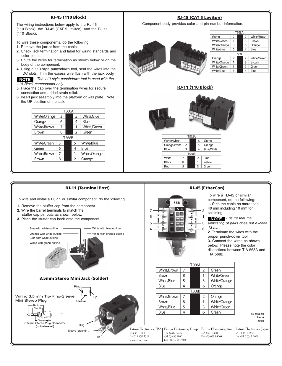 Extron Electronics AAP Wiring Guide 68-1055-01 User Manual | 1 page