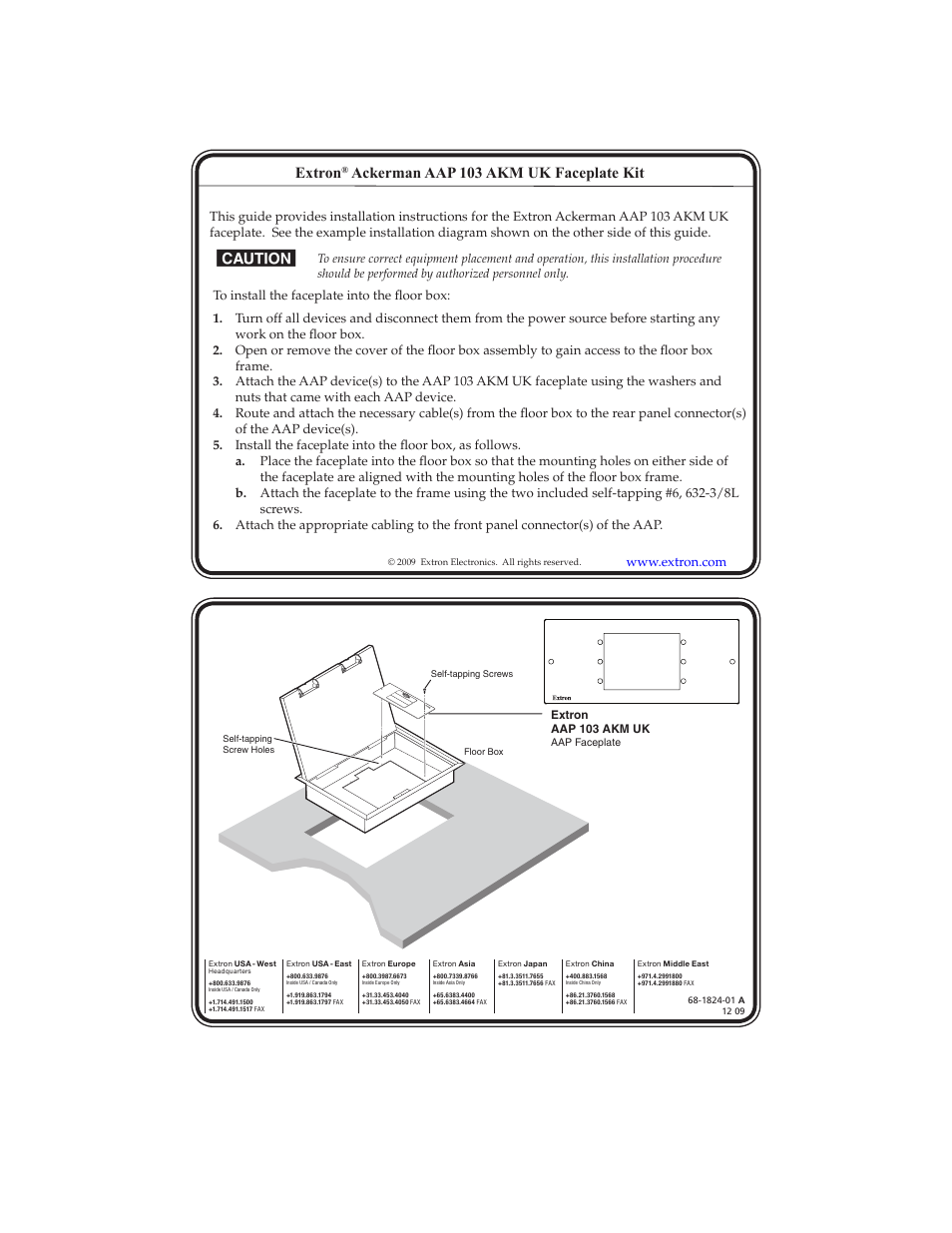 Extron Electronics AAP 103 Extron Ackerman AKM UK Faceplate Kit User Manual | 1 page