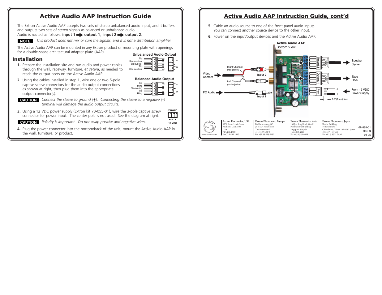 Extron Electronics Active Audio AAP User Manual | 1 page