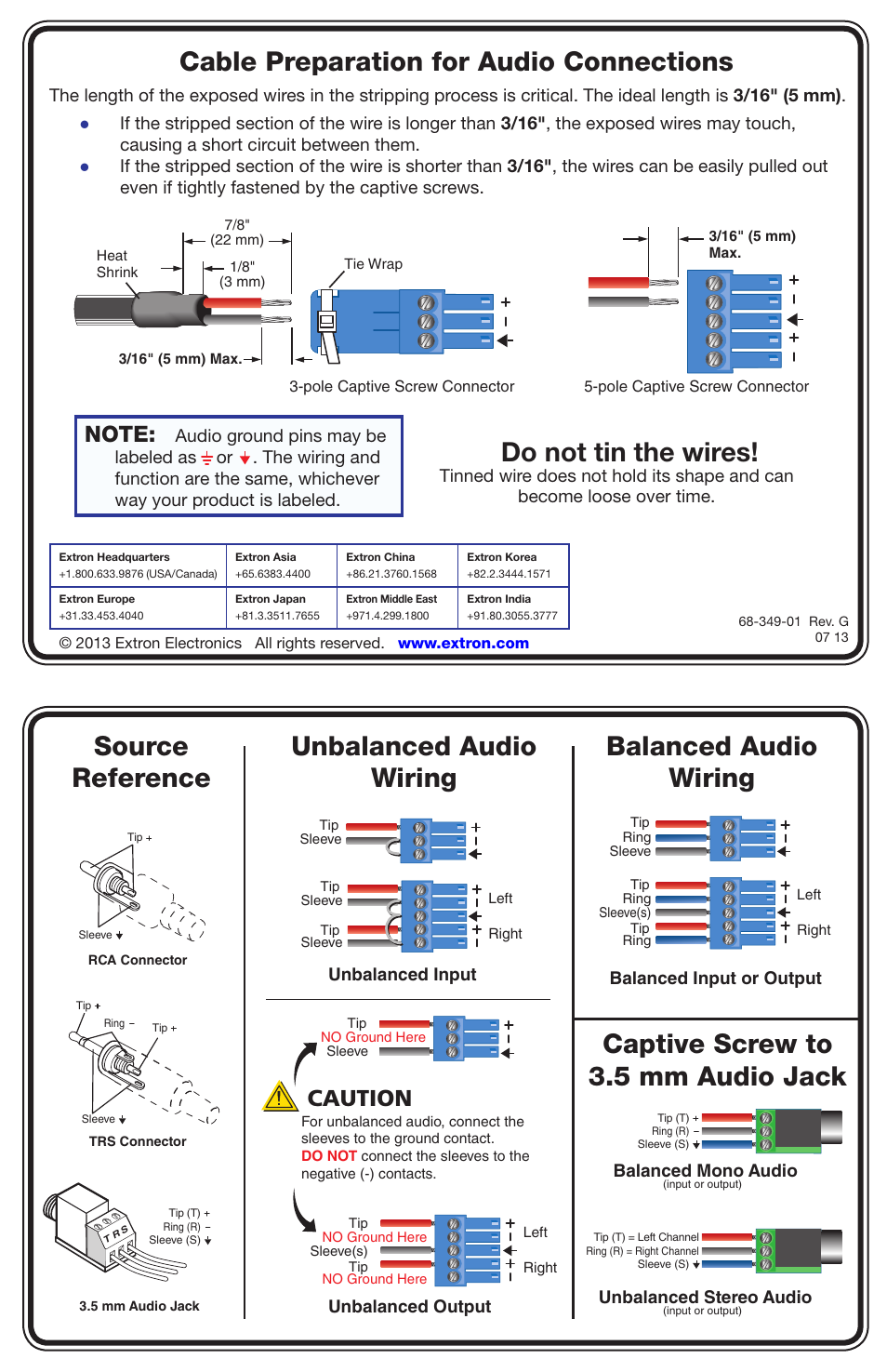 Extron Electronics Audio Connector Rev. G User Manual | 1 page