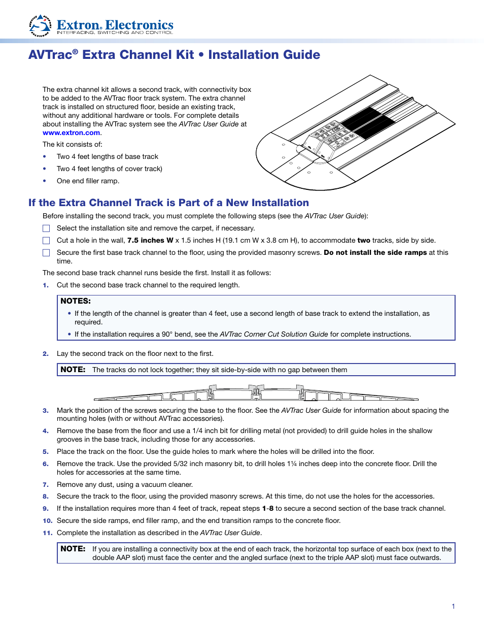 Extron Electronics AVTrac Extra Channel Kit User Manual | 2 pages