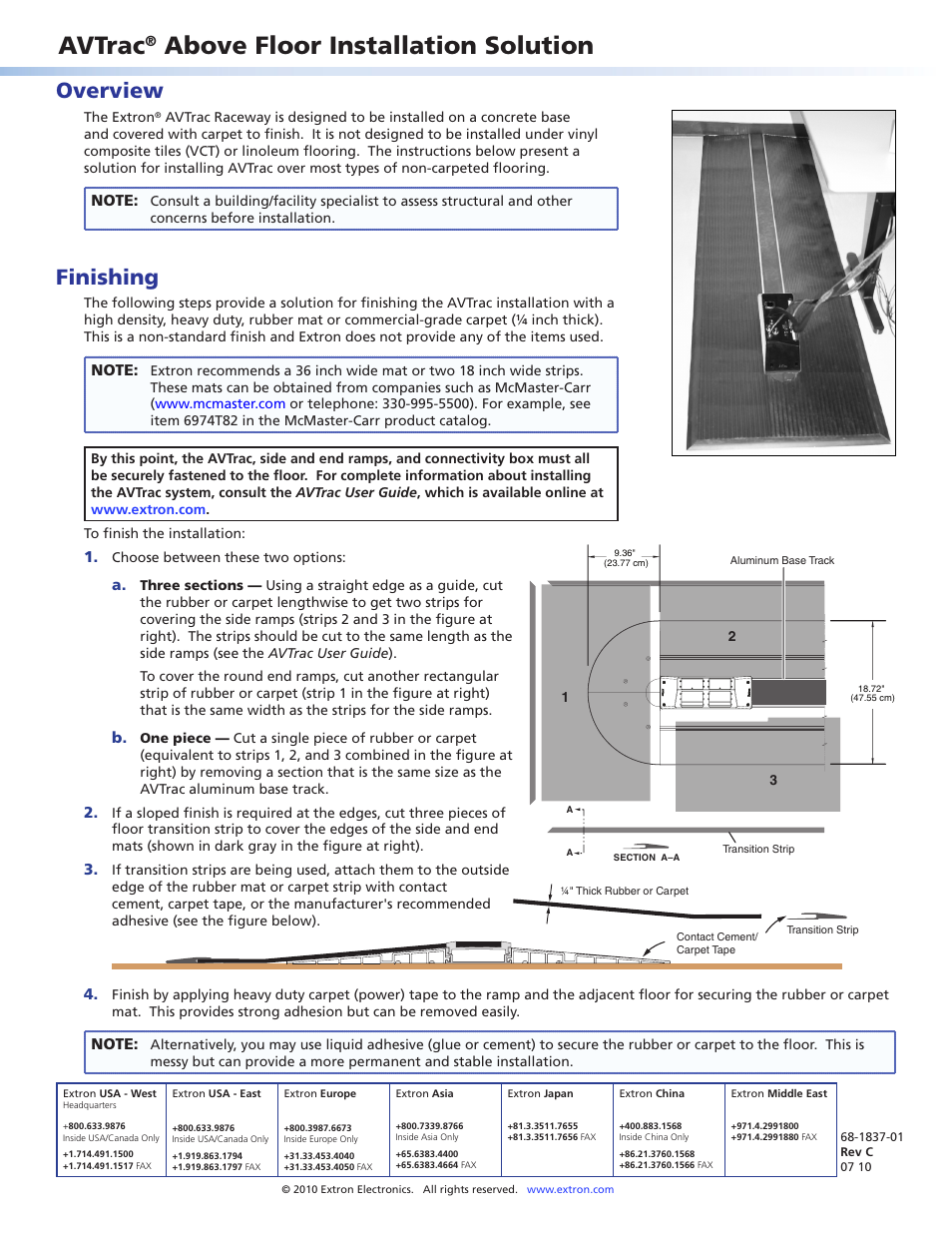 Extron Electronics AVTrac Above Floor User Manual | 1 page