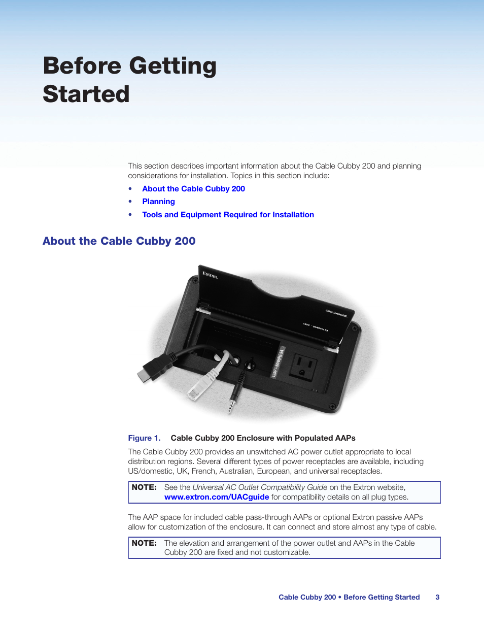 Before getting started, About the cable cubby 200 | Extron Electronics Cable Cubby 200 User Manual | Page 8 / 18