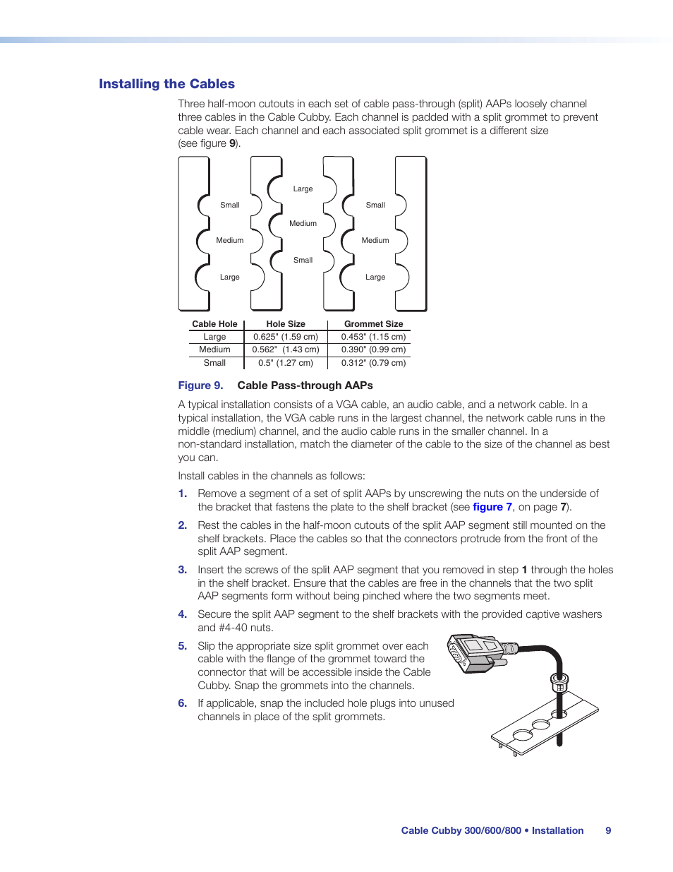 Installing the cables | Extron Electronics Cable Cubby 800 User Manual | Page 14 / 27