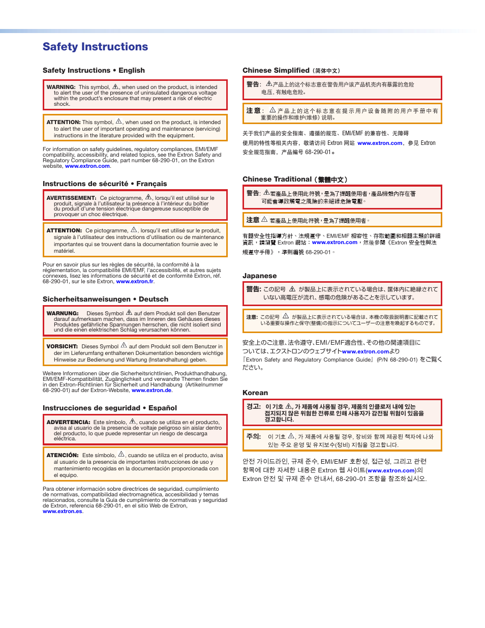 Safety instructions | Extron Electronics Cable Cubby 800 User Manual | Page 2 / 27